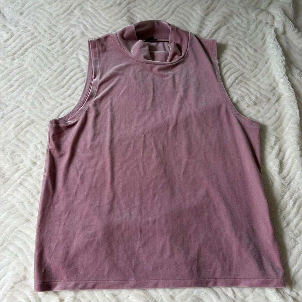 J.Crew Pink Velvet Mock Neck Sleeveless Top Size Large